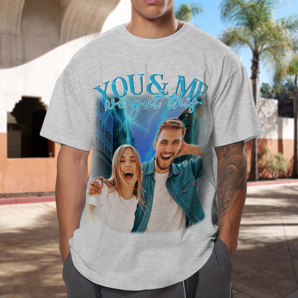 Personalisiertes T-shirt Mit Individuellem Foto-vintage-t-shirt Und Namen Für Paare - MyFaceBoxerDE