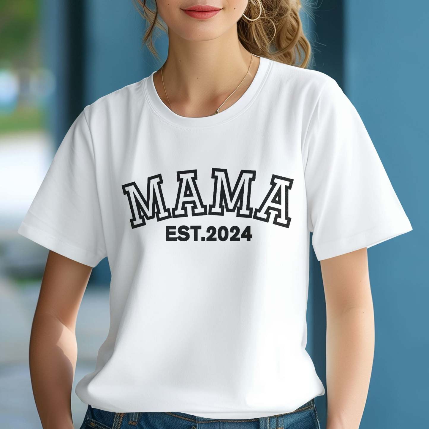 Personalisiertes Mama T-shirt Est 2024 T-shirt Muttertagsgeschenk - MyFaceBoxerDE