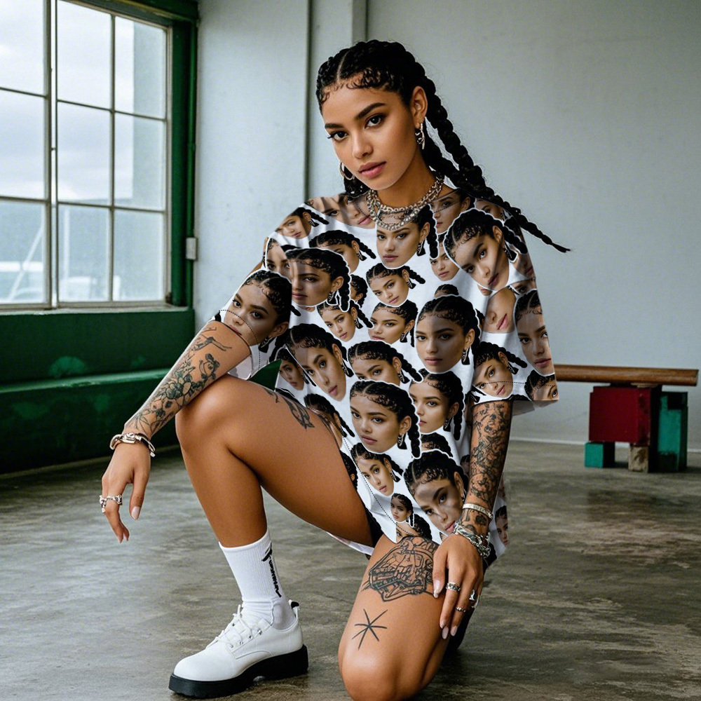 Personalisierte Mash Gesicht Foto Vintage T-shirts Valentinstag Thema Schwarz T-shirt Für Liebhaber - MyFaceBoxerDE