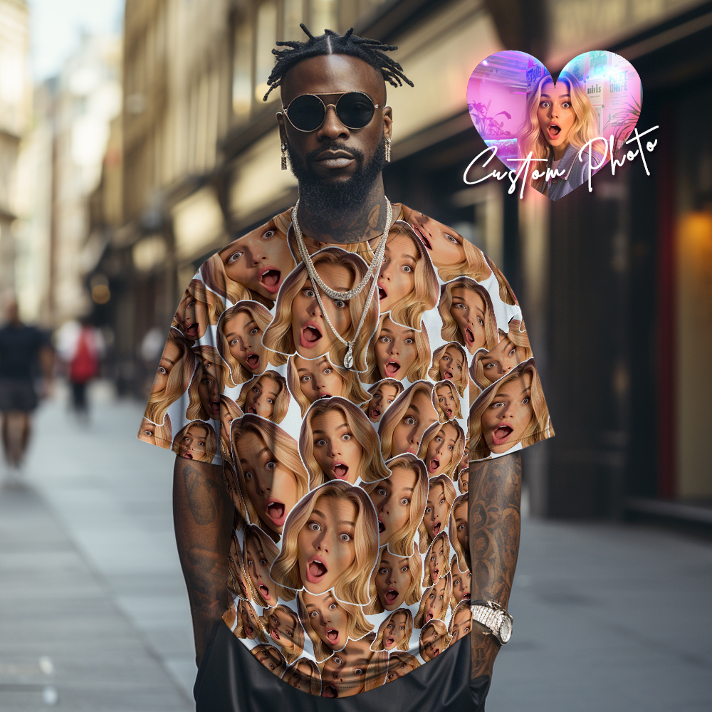 Personalisierte Mash Gesicht Foto Vintage T-shirts Valentinstag Thema Schwarz T-shirt Für Liebhaber - MyFaceBoxerDE