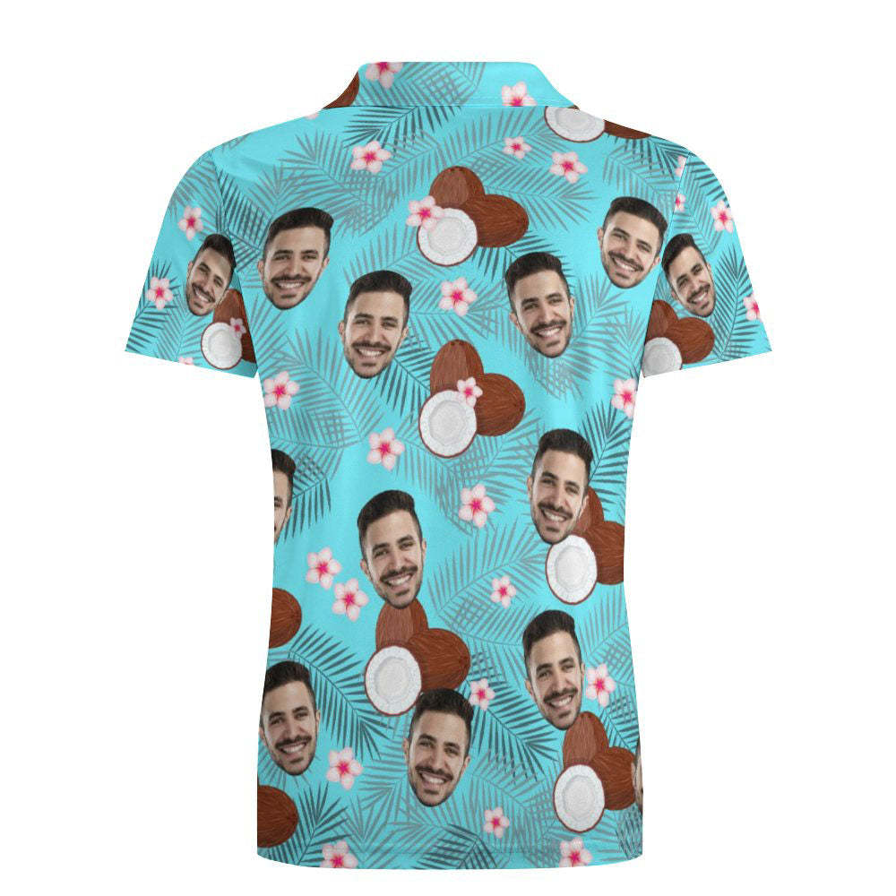 Custom Face Coconut Poloshirt Personalisierte Hawaiianische Golfshirts Für Herren - MyFaceBoxerDE