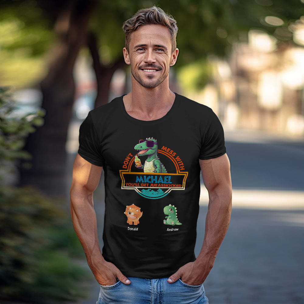 Individuell Graviertes T-shirt „don't Mess With Papasaurus“, Beste Geschenke Für Papa - MyFaceBoxerDE