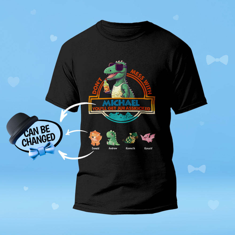 Individuell Graviertes T-shirt „don't Mess With Papasaurus“, Beste Geschenke Für Papa - MyFaceBoxerDE
