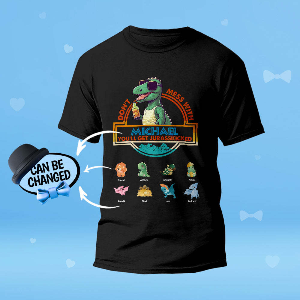 Individuell Graviertes T-shirt „don't Mess With Papasaurus“, Beste Geschenke Für Papa - MyFaceBoxerDE