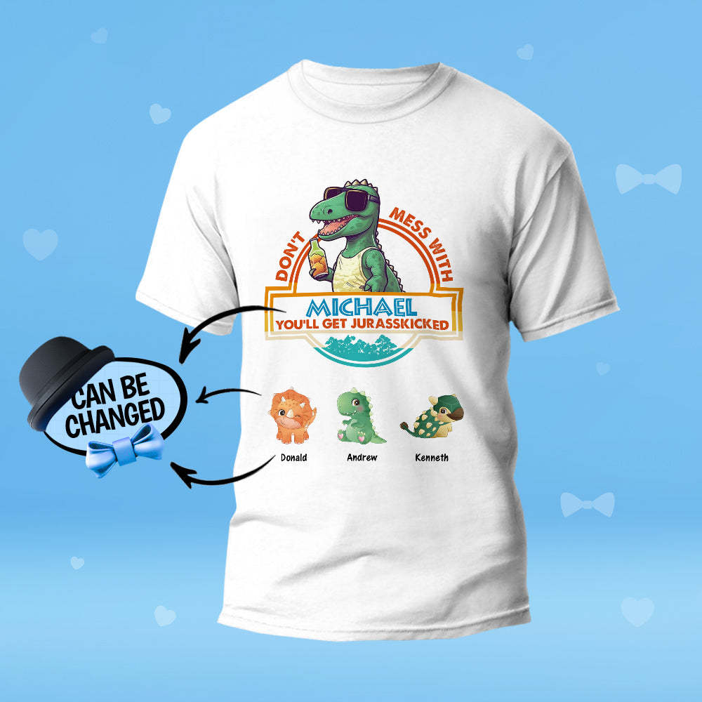 Individuell Graviertes T-shirt „don't Mess With Papasaurus“, Beste Geschenke Für Papa - MyFaceBoxerDE