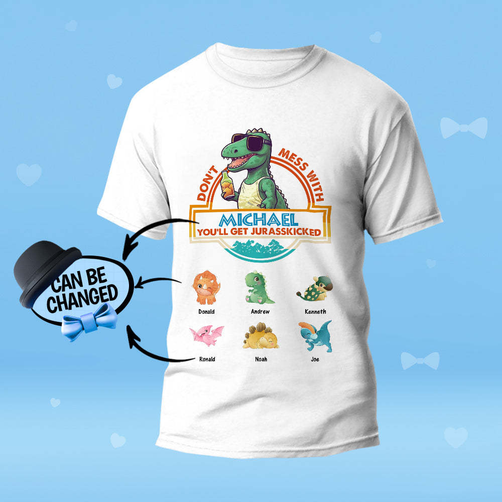 Individuell Graviertes T-shirt „don't Mess With Papasaurus“, Beste Geschenke Für Papa - MyFaceBoxerDE