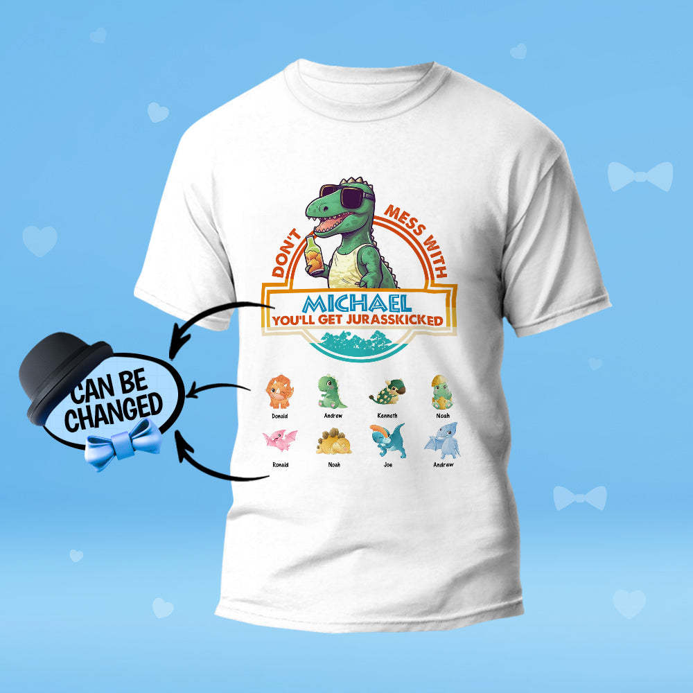 Individuell Graviertes T-shirt „don't Mess With Papasaurus“, Beste Geschenke Für Papa - MyFaceBoxerDE