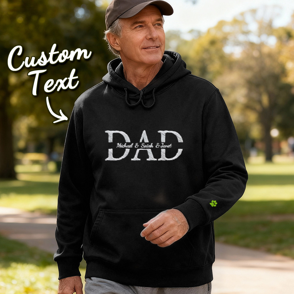 Vatertagsgeschenk: Individuell Bestickter Hoodie Mit Den Namen Von Papa Und Kind - MyFaceBoxerDE