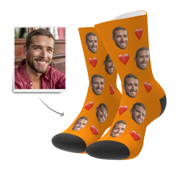 Kundenspezifische Foto Liebes Gesichts Socken mit Text