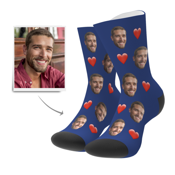 Kundenspezifische Foto Liebes Gesichts Socken mit Text