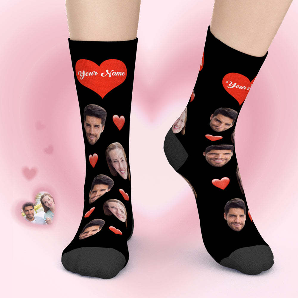 Kundenspezifische Foto Liebes Gesichts Socken mit Text