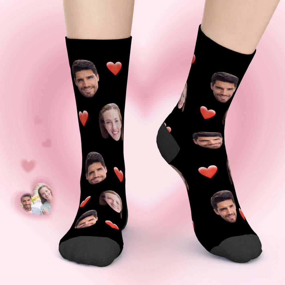 Kundenspezifische Foto Liebes Gesichts Socken mit Text