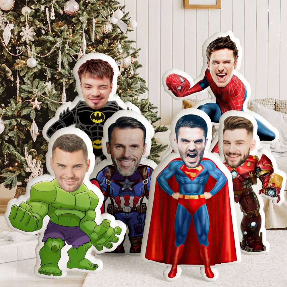 Weihnachtsgeschenke Kundenspezifische Gesichtskissenpuppen Personalisiertes Fotokissen Superheldengeschenke - MyFaceBoxerDE