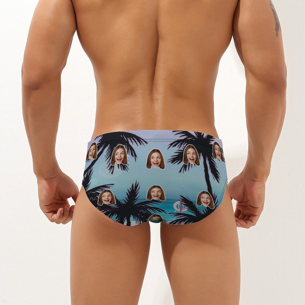 Custom Face Herren-badehose Im Hawaiianischen Stil Personalisierte Palmen-dreieck-badehose - MyFaceBoxerDE