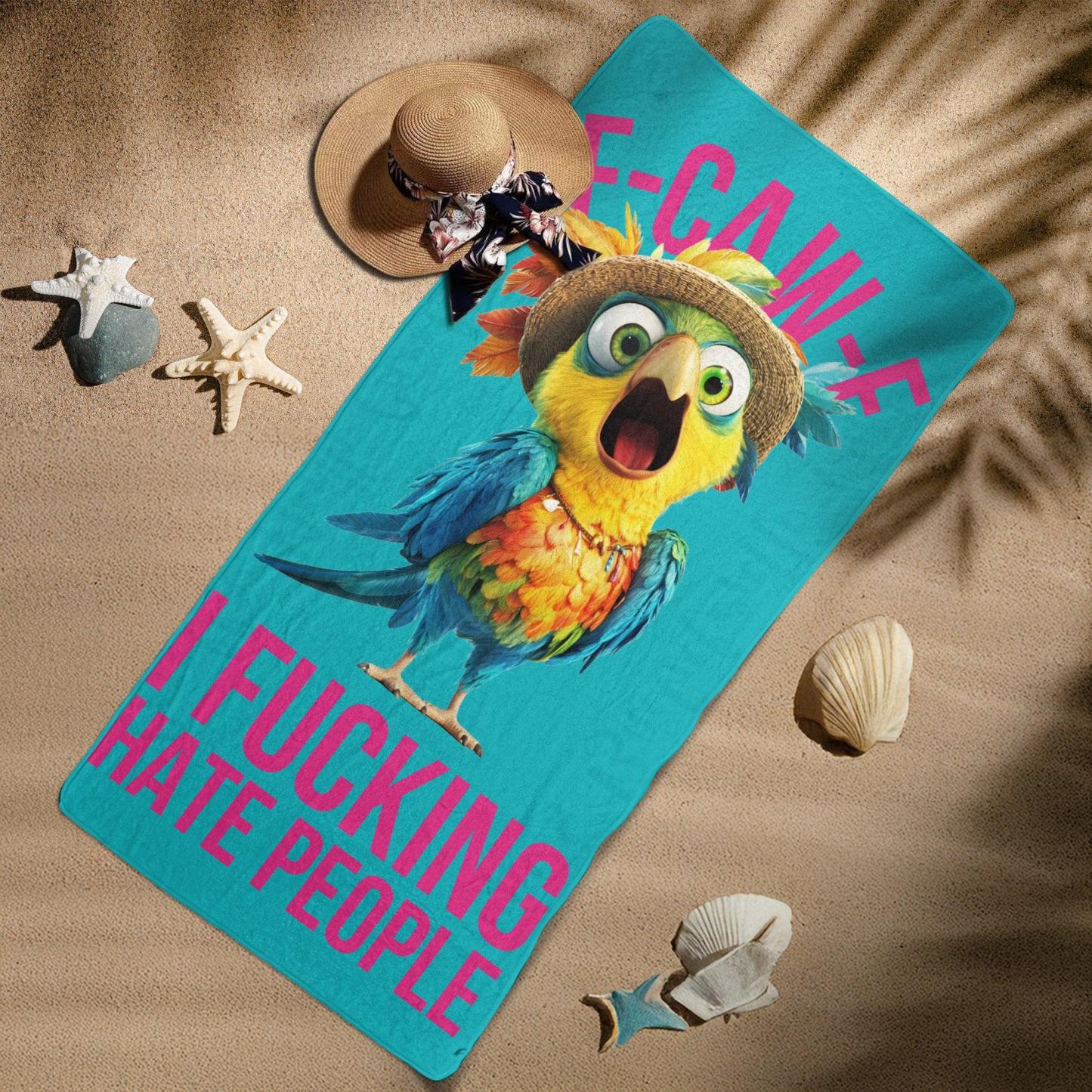 F-Caw-F I F*cking Hate People – Personalisiertes Strandtuch - MyFaceBoxerDE
