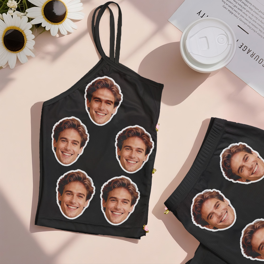 Valentinstagsgeschenk: Dessous-set Mit Personalisierten Fotoapplikationen Und V-ausschnitt - MyFaceBoxerDE