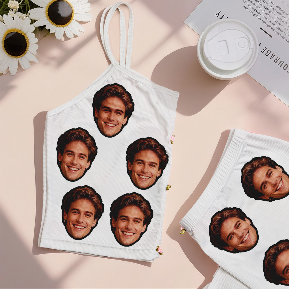 Valentinstagsgeschenk: Dessous-set Mit Personalisierten Fotoapplikationen Und V-ausschnitt - MyFaceBoxerDE