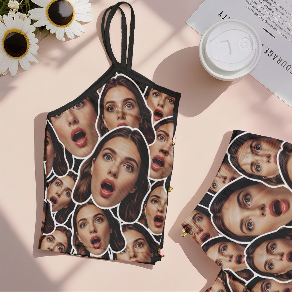 Valentinstagsgeschenk: Individuell Gestaltetes Dessous-set Mit Facemash-applikationen Und V-ausschnitt - MyFaceBoxerDE