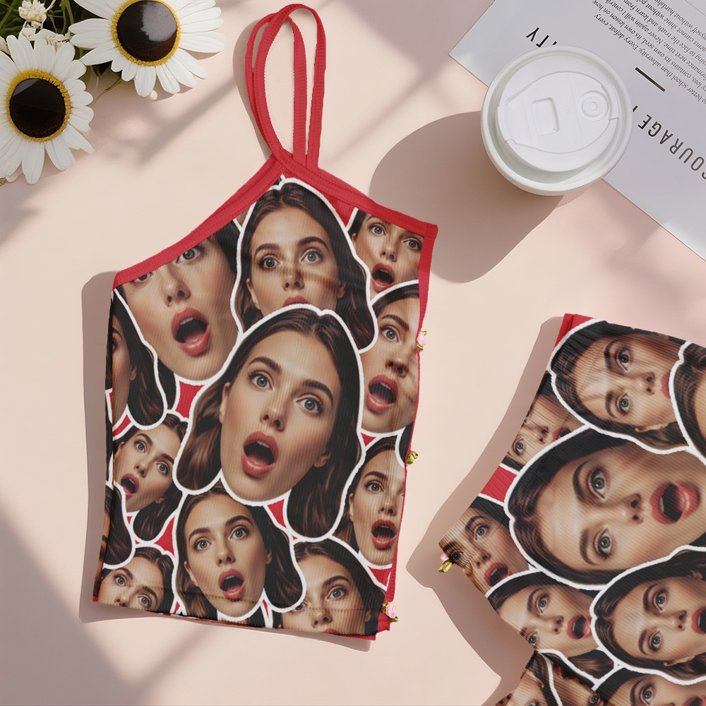 Valentinstagsgeschenk: Individuell Gestaltetes Dessous-set Mit Facemash-applikationen Und V-ausschnitt - MyFaceBoxerDE