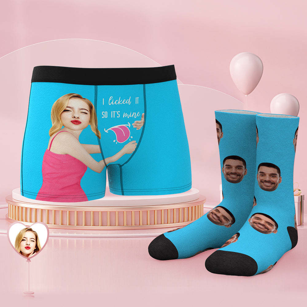 Custom Face Boxershorts Und Socken Set Ich Habe Es Geleckt, Also Gehört Es Mir - MyFaceBoxerDE