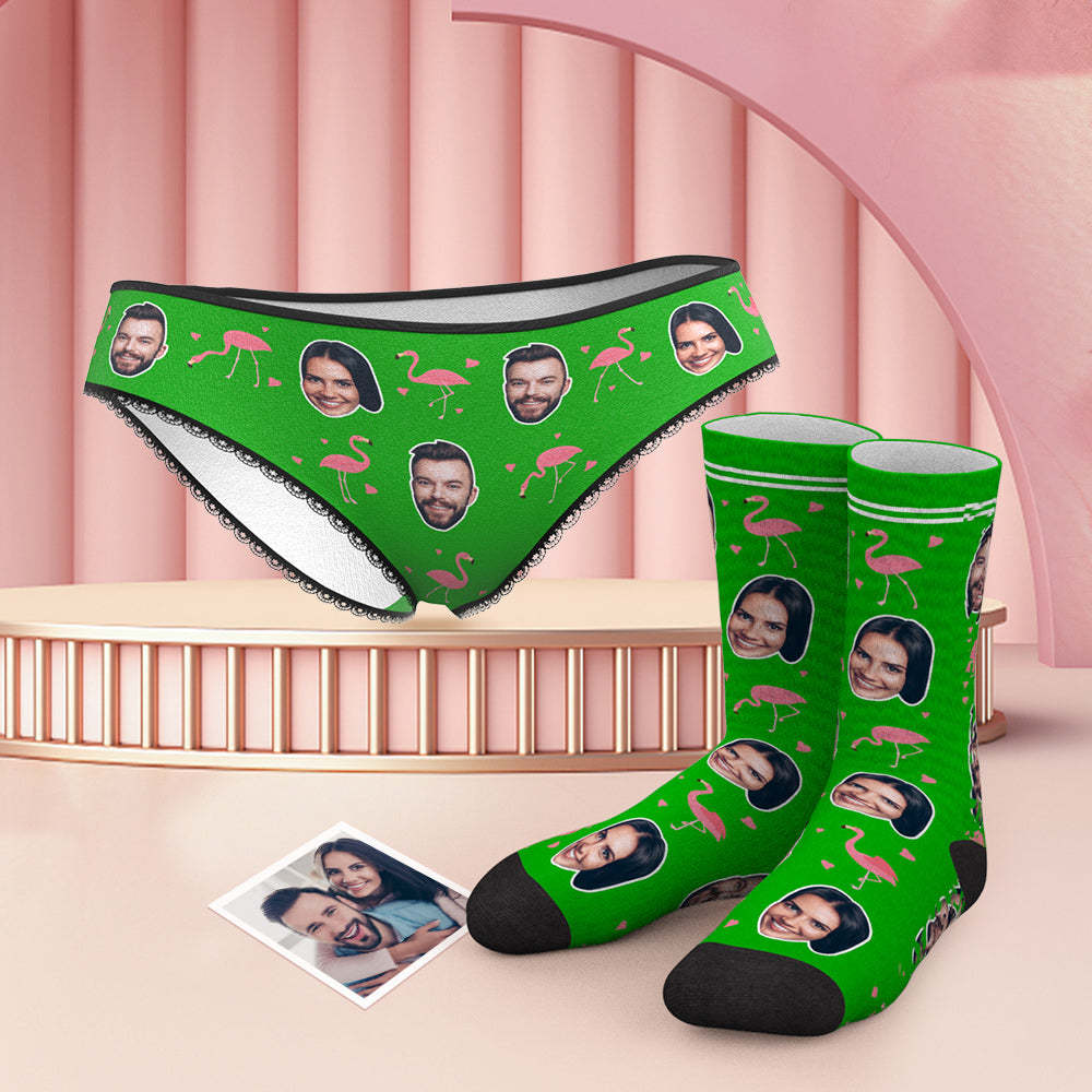 Benutzerdefinierte Gesicht Höschen Und Socken Set - Flamingo - MyFaceBoxerDE