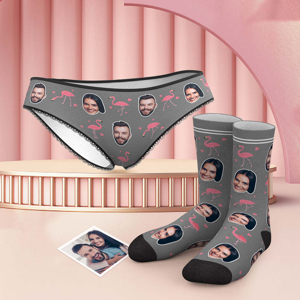 Benutzerdefinierte Gesicht Höschen Und Socken Set - Flamingo - MyFaceBoxerDE