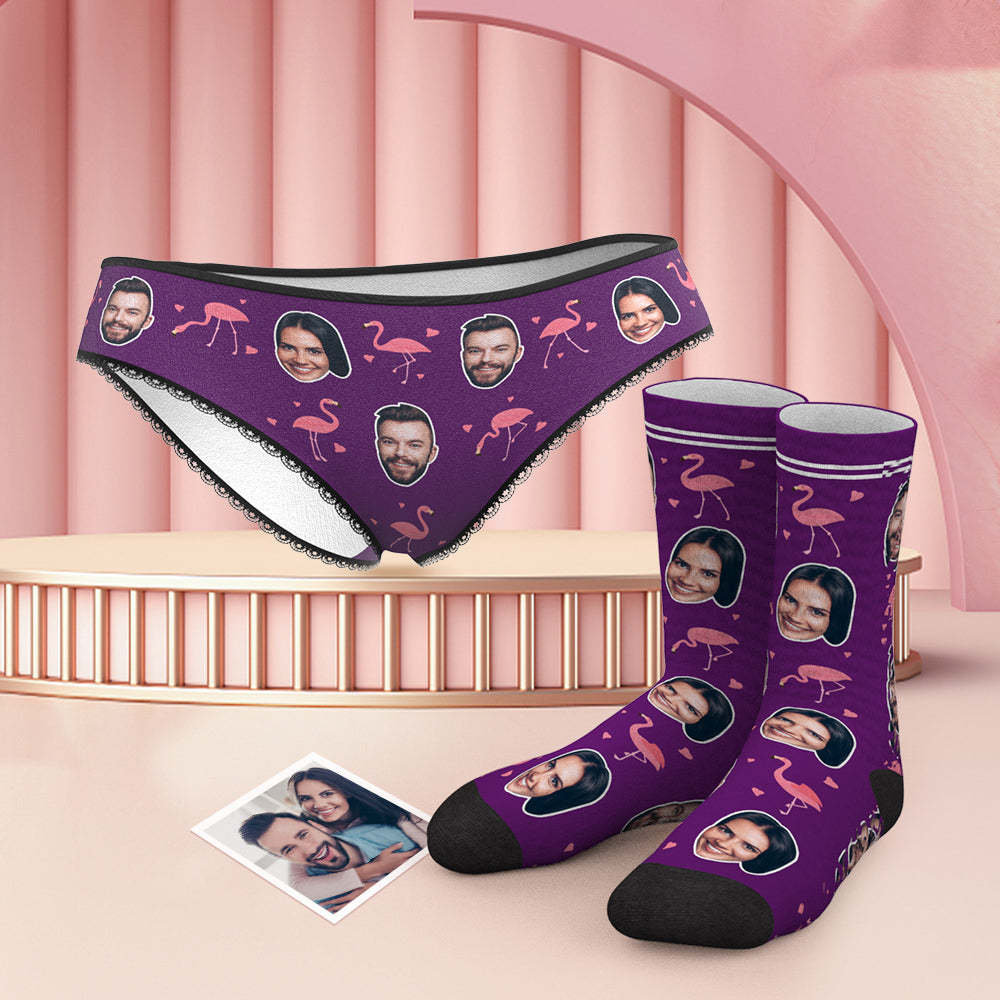 Benutzerdefinierte Gesicht Höschen Und Socken Set - Flamingo - MyFaceBoxerDE