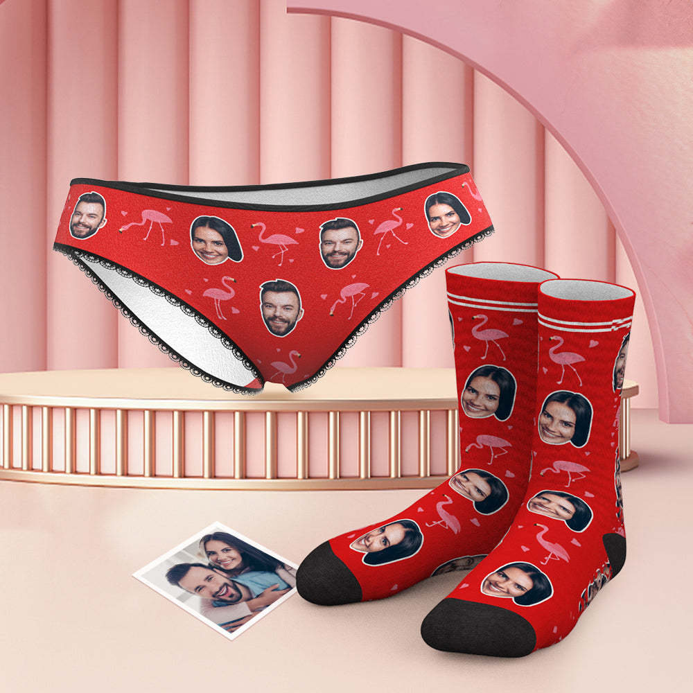 Benutzerdefinierte Gesicht Höschen Und Socken Set - Flamingo - MyFaceBoxerDE