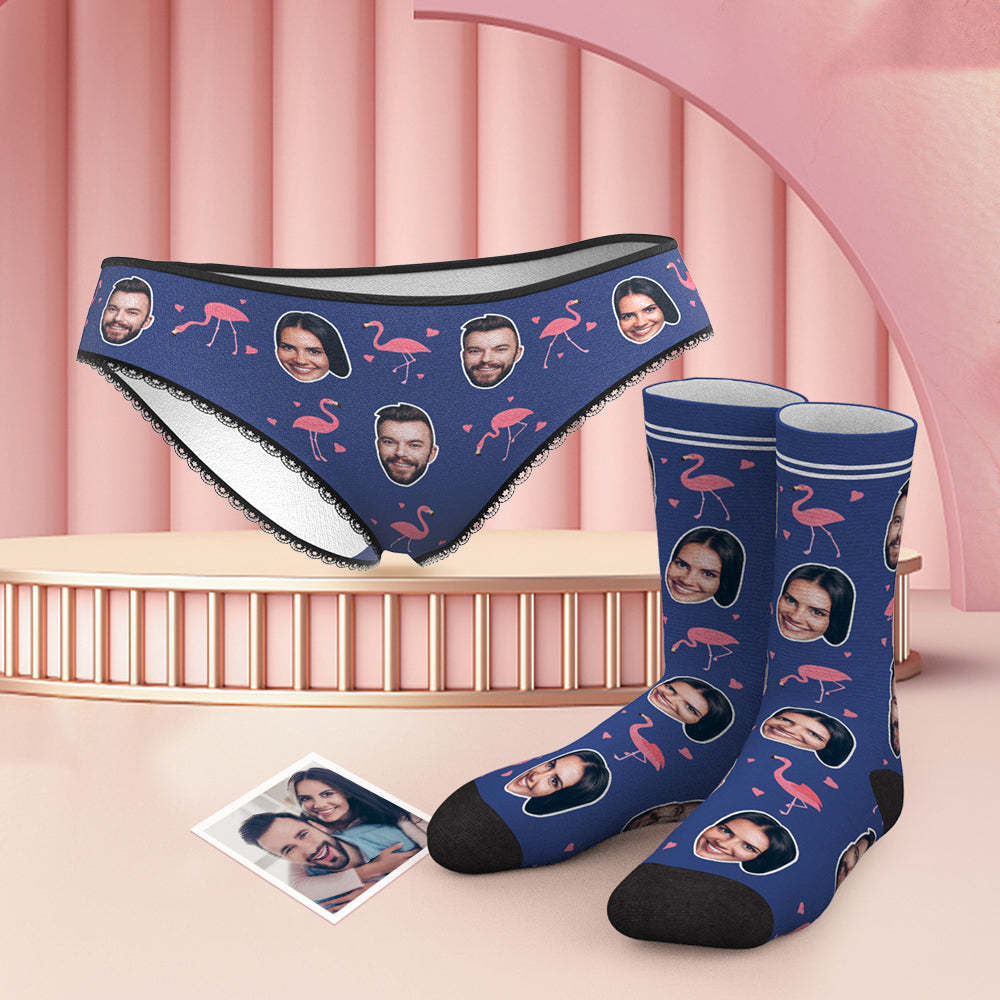 Benutzerdefinierte Gesicht Höschen Und Socken Set - Flamingo - MyFaceBoxerDE