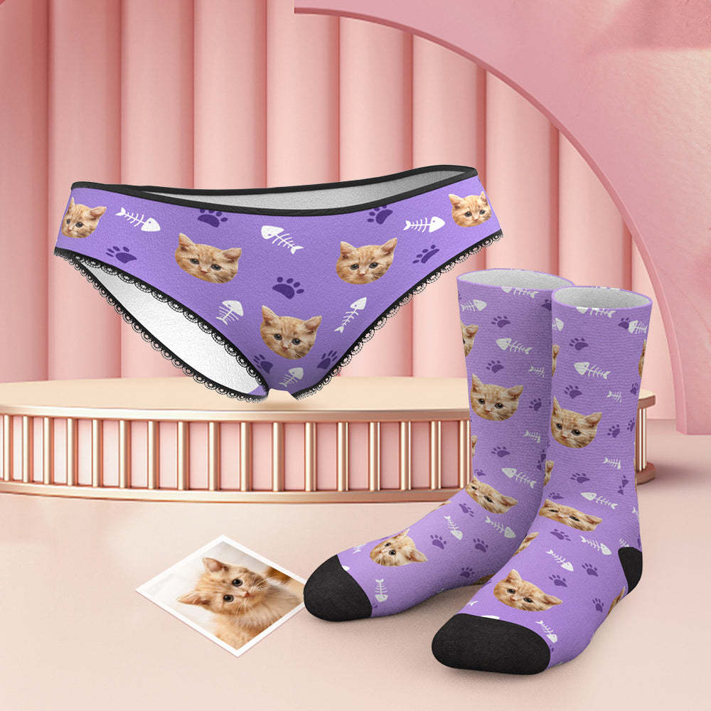 Benutzerdefinierte Gesicht Höschen Und Socken Set - Cat - MyFaceBoxerDE