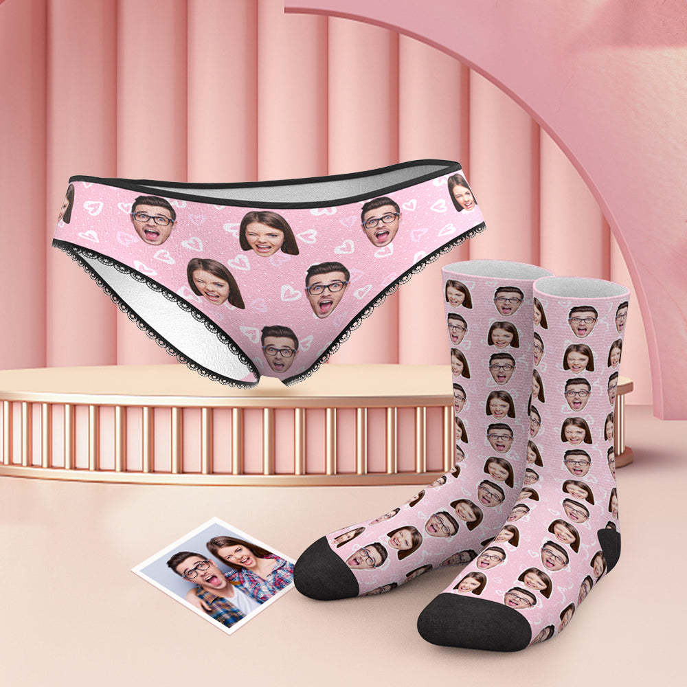 Benutzerdefinierte Gesicht Bunte Höschen Und Socken Set - Herz - MyFaceBoxerDE