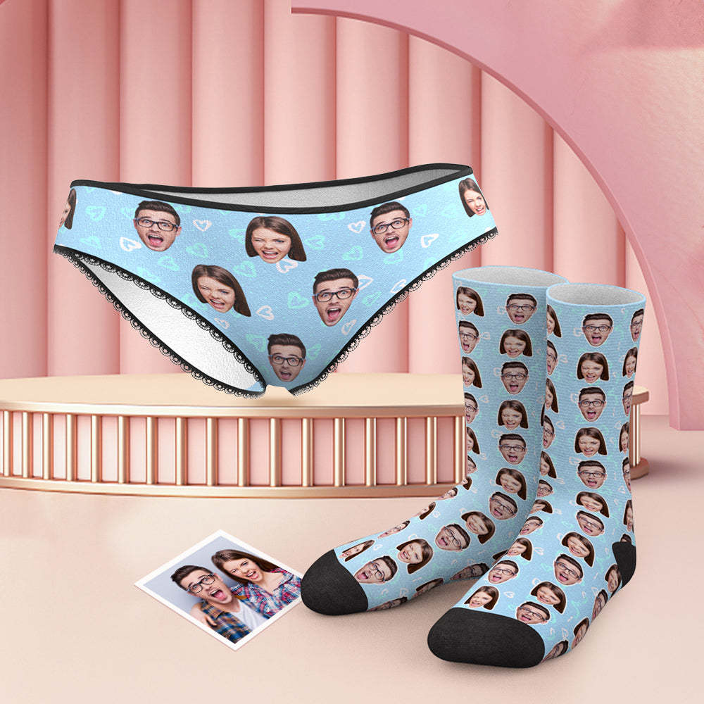Benutzerdefinierte Gesicht Bunte Höschen Und Socken Set - Herz - MyFaceBoxerDE