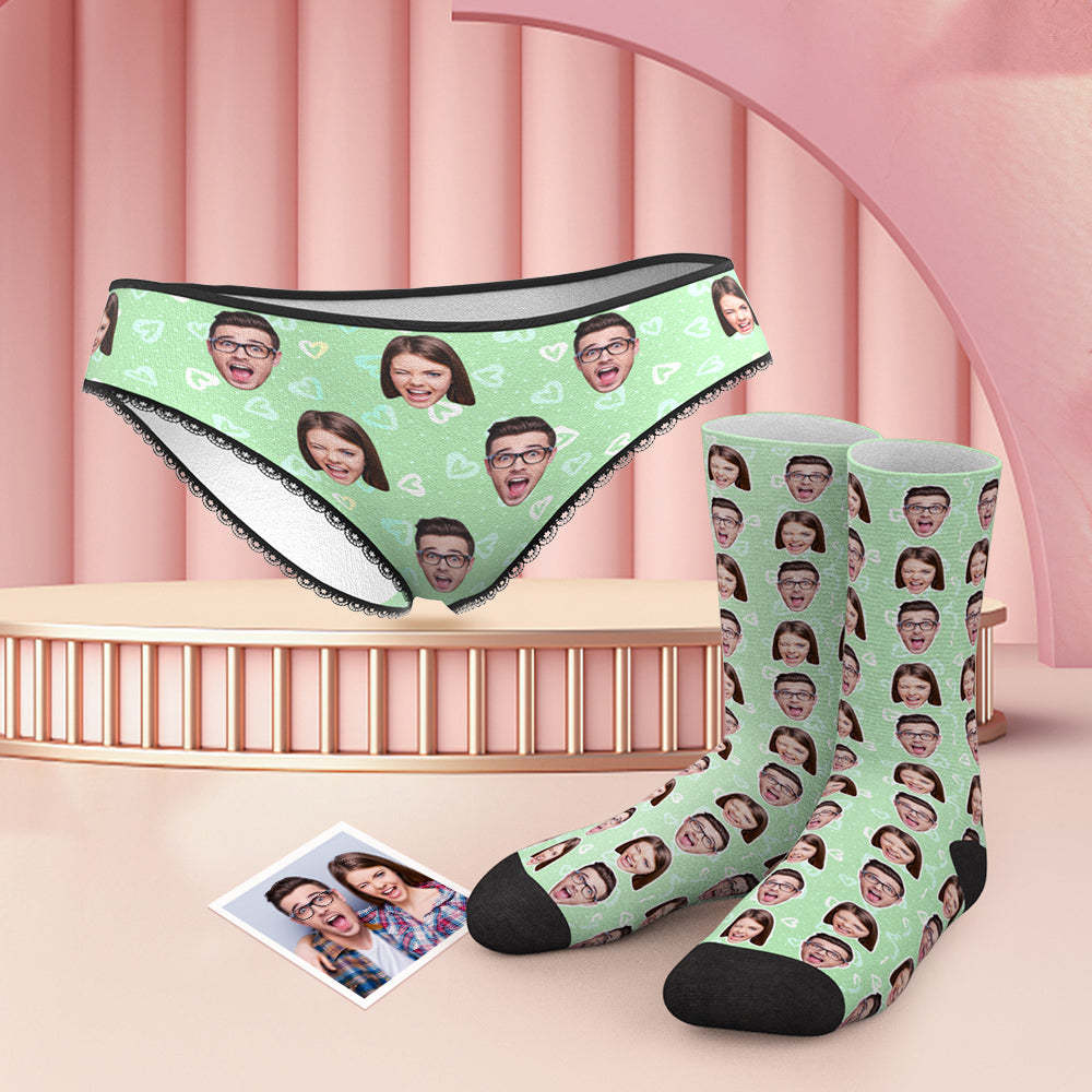 Benutzerdefinierte Gesicht Bunte Höschen Und Socken Set - Herz - MyFaceBoxerDE
