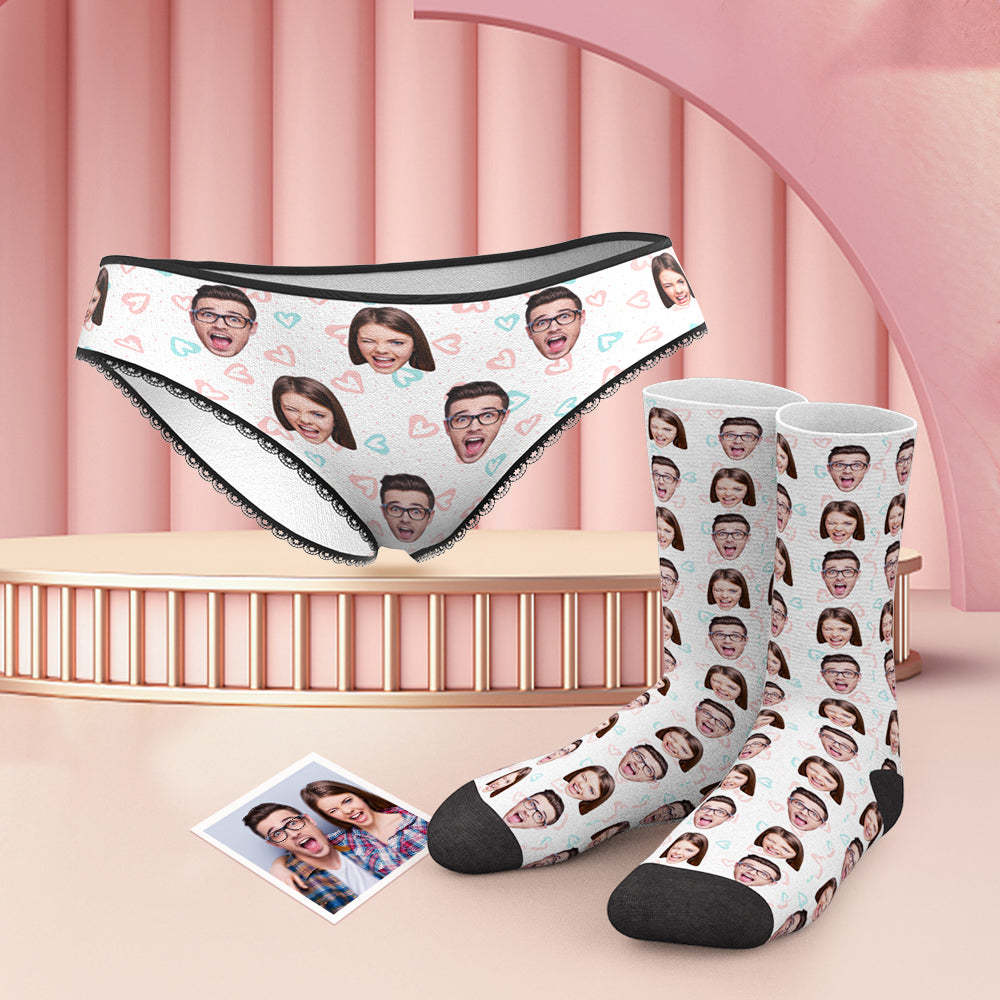 Benutzerdefinierte Gesicht Bunte Höschen Und Socken Set - Herz - MyFaceBoxerDE