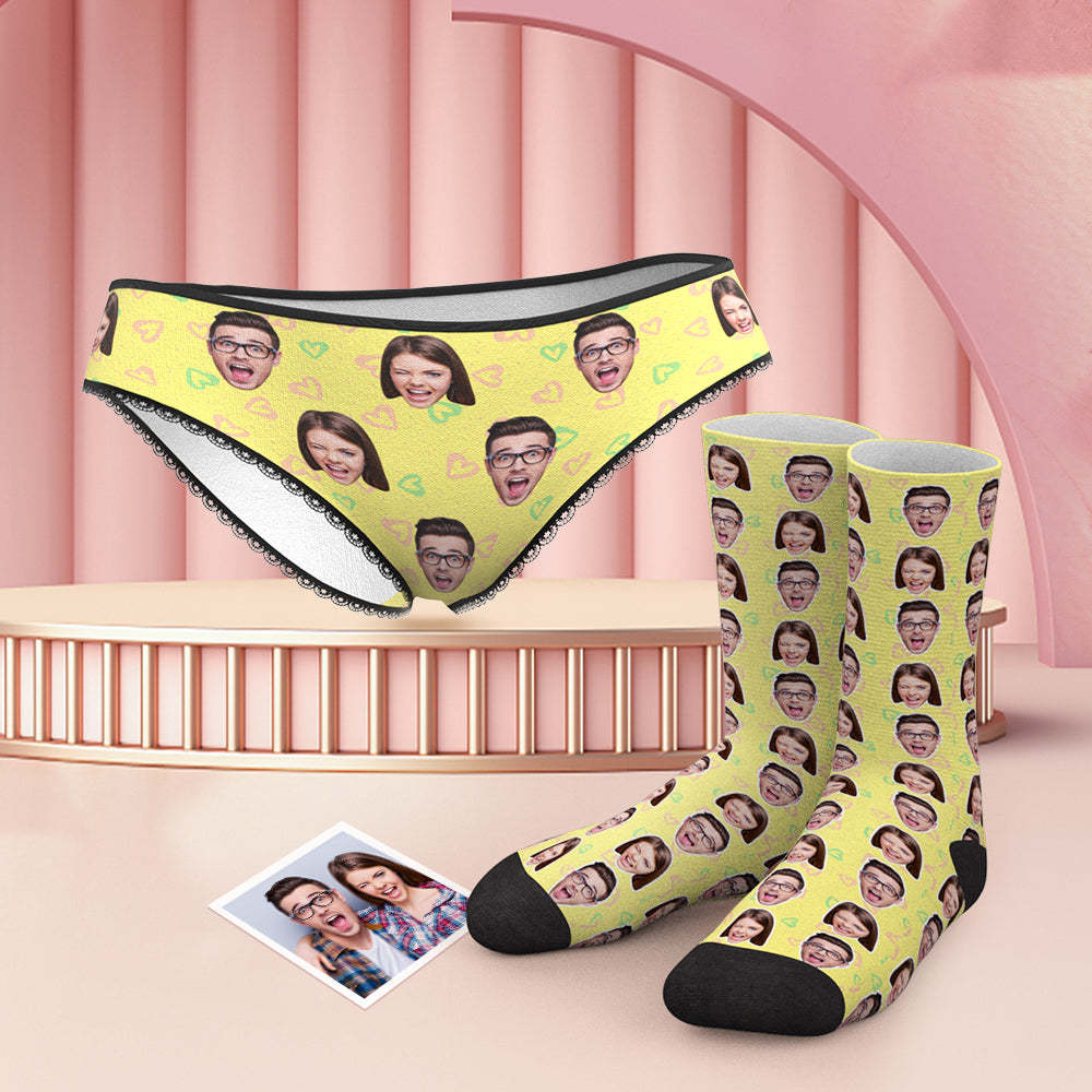 Benutzerdefinierte Gesicht Bunte Höschen Und Socken Set - Herz - MyFaceBoxerDE