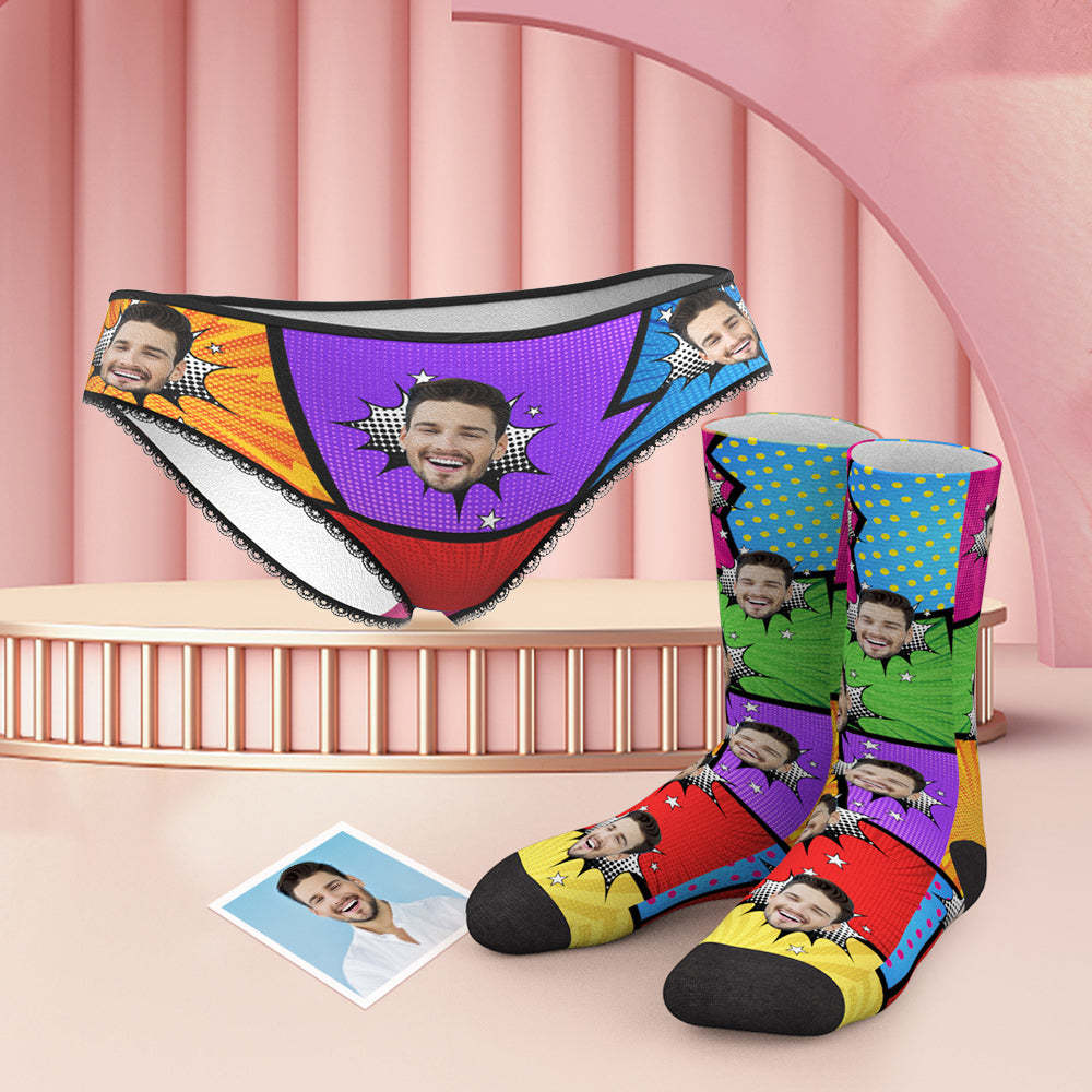 Benutzerdefinierte Gesicht Lustige Comics Höschen Und Socken Set - MyFaceBoxerDE