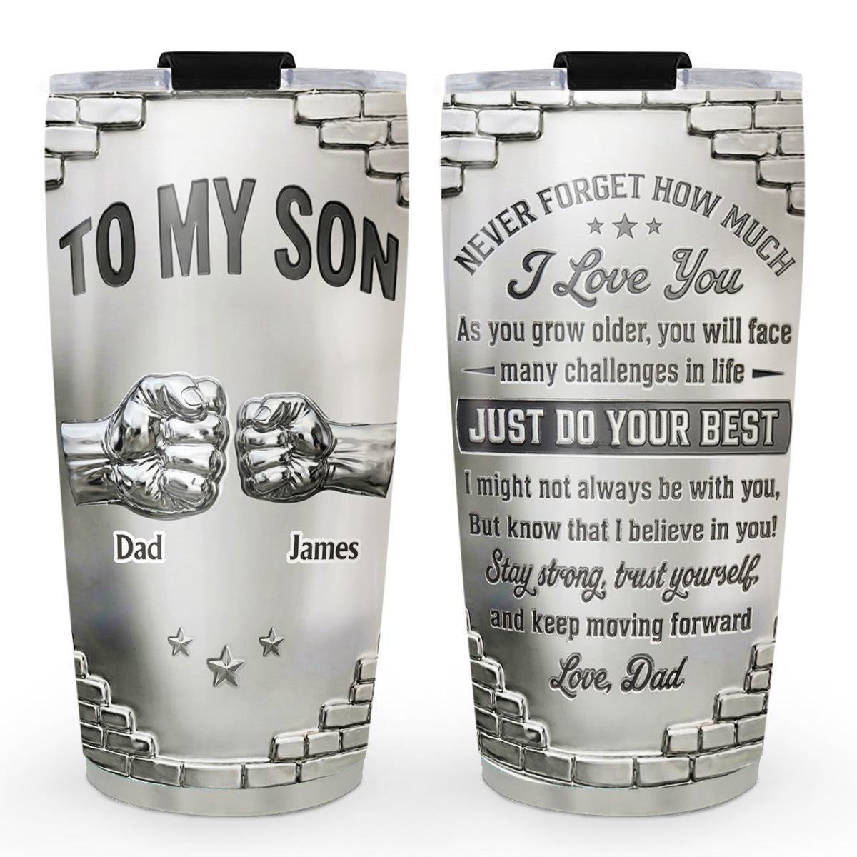 „To My Son I Believe In You" – Personalisierter, Individueller 3D-Effekt, 2D-gedruckter Becher - MyFaceBoxerDE