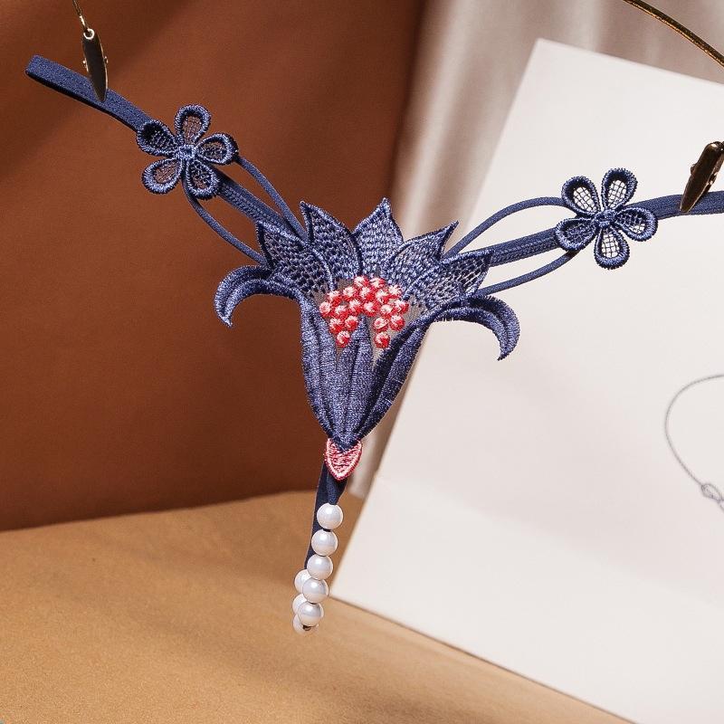 Perlen-tanga-unterwäsche – Erotischer Slip Mit Niedrigem Bund, Blumenperlen, Einheitsgröße - MyFaceBoxerDE