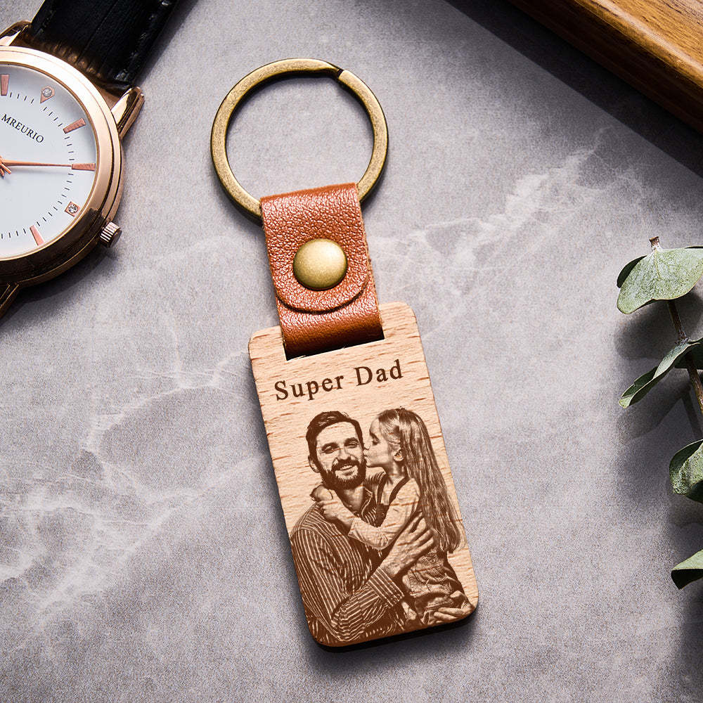 Personalisierter Foto-schlüsselanhänger, Personalisierter Holz-schlüsselanhänger, Vatertagsgeschenk - MyFaceBoxerDE