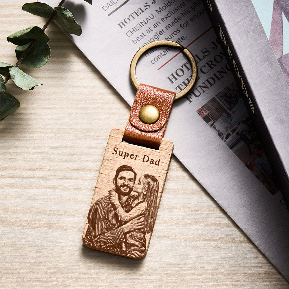 Personalisierter Foto-schlüsselanhänger, Personalisierter Holz-schlüsselanhänger, Vatertagsgeschenk - MyFaceBoxerDE