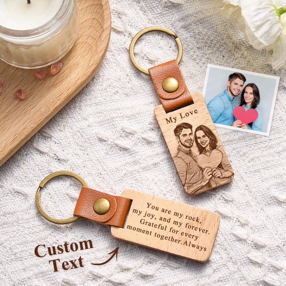 Personalisierter Foto-schlüsselanhänger, Personalisierter Holz-schlüsselanhänger, Vatertagsgeschenk - MyFaceBoxerDE