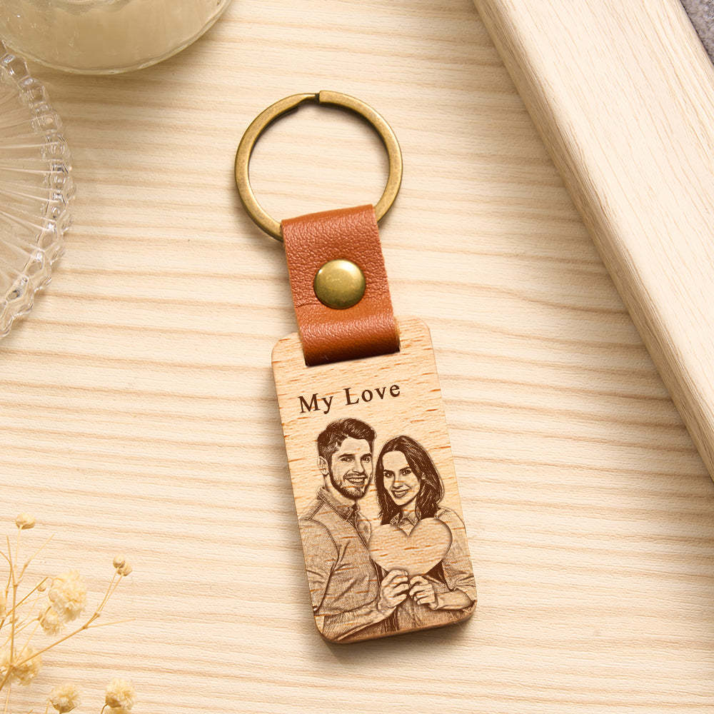 Personalisierter Foto-schlüsselanhänger, Personalisierter Holz-schlüsselanhänger, Vatertagsgeschenk - MyFaceBoxerDE