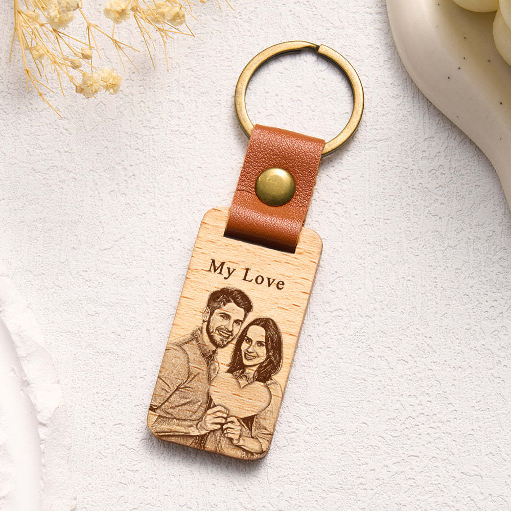 Personalisierter Foto-schlüsselanhänger, Personalisierter Holz-schlüsselanhänger, Vatertagsgeschenk - MyFaceBoxerDE