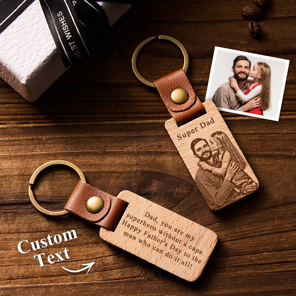 Personalisierter Foto-schlüsselanhänger, Personalisierter Holz-schlüsselanhänger, Vatertagsgeschenk - MyFaceBoxerDE