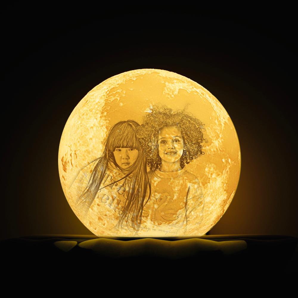 Personalisierte Kreative 3D Drucken Foto Mond Lampe, Graviert Lampe, Geschenk Für Freunde - Berühren Zwei Farben