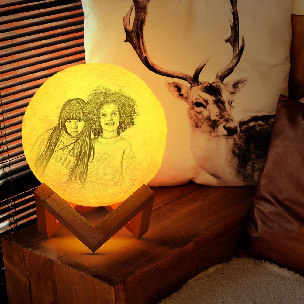 Personalisierte Kreative 3D Drucken Foto Mond Lampe, Graviert Lampe, Geschenk Für Freunde - Berühren Zwei Farben