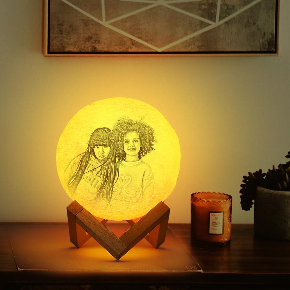 Personalisierte Kreative 3D Drucken Foto Mond Lampe, Graviert Lampe, Geschenk Für Freunde - Berühren Zwei Farben