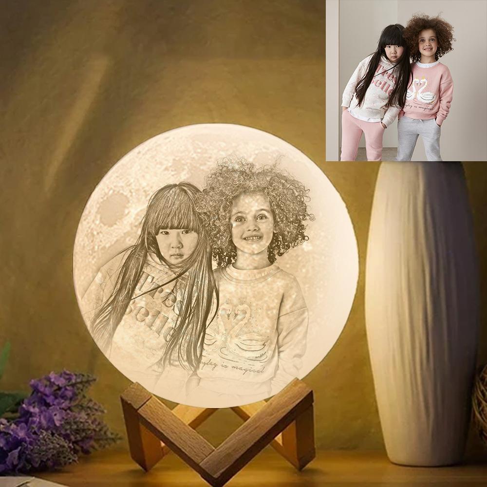 Personalisierte Kreative 3D Drucken Foto Mond Lampe, Graviert Lampe, Geschenk Für Freunde - Berühren Zwei Farben