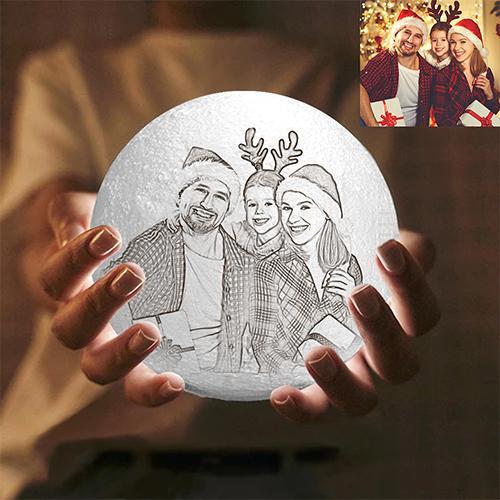 Weihnachtsgeschenk Personalisierter kreativer 3D-Druck und gravierte Mondlampe mit Foto von Mutter und Tochter - Berühren zwei Farben