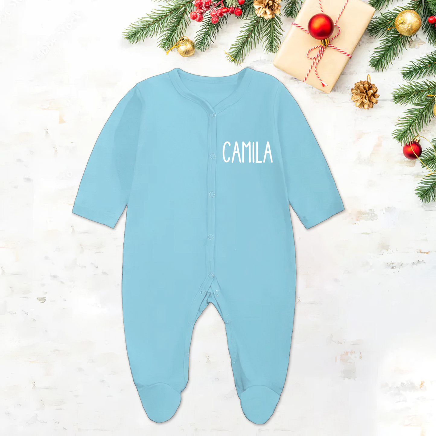 Personalisierter Baby-strampler Für Das Erste Weihnachtsfest – Kuschelig Weich Und Langärmelig - MyFaceBoxerDE